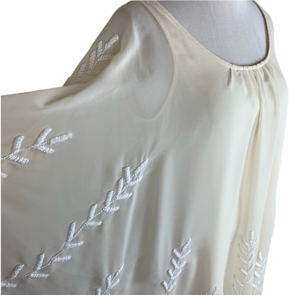 Free People Beaded Pointed Cape Drape Mini Dress Chiffon Sheer Cream Small - Picture 11 of 14